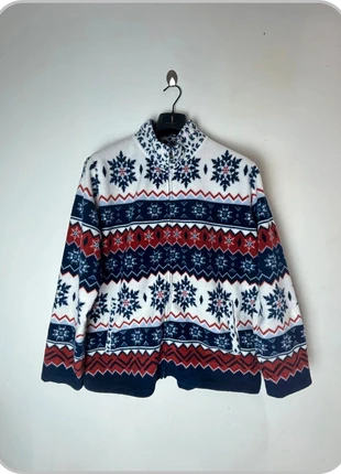 Polaire Atlas For Women à motifs neige rouge et bleu – taille XL (50-52, marca: Vintage Dressing, estado: Muito bom, tamanho: XL / 42 / 14, €15.00, €16.45 inclui Proteção do Comprador