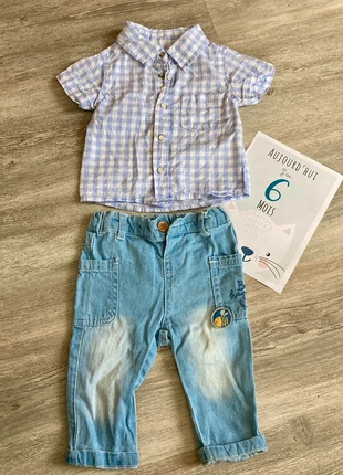 Ensemble printemps été pantalon chemise mots d’enfants , marca: Mots d'enfants, estado: Muy bueno, tamaño: 3-6 meses / 62 cm, 4,00 €, 4,90 € Protección al comprador incluida