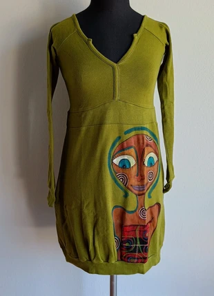 Vestido hippie verde intenso, merk: Hippie, staat: Heel goed, maat: M / 38 / 10, € 9,00, € 10,15 inclusief Kopersbescherming