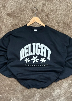 Sweat Noir Delight Ministries Vintage Fleurs Style Campus USA Écoresponsable, brand: Vintage Dressing, condition: Very good, size: M, €24.90, €26.85 includes Buyer Protection Pro