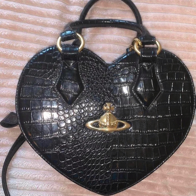 Pre-owned Vivienne Westwood Chancery Heart Vegan Leather Handbag In Black