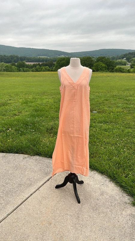 Linen Maxi Dress DKNY Peach Flamingo Pink Womens XS 3