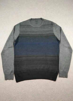 Pull col rond Calvin Klein | Laine mérinos | Dégradé gris & bleu | Taille S Homme, marca: Calvin Klein, estado: Muito bom, tamanho: S, €18.00, €19.60 inclui Proteção do Comprador Pro