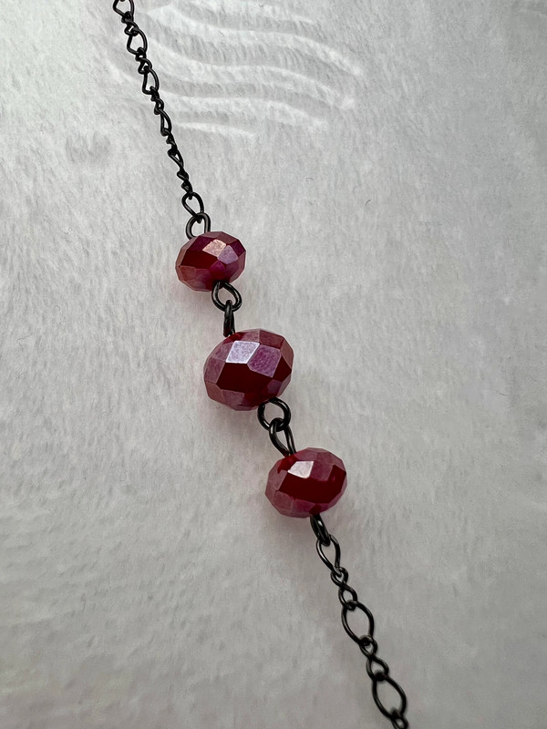 Red Aurora Borealis Faceted Crystal Glass Beaded Necklace Long 2