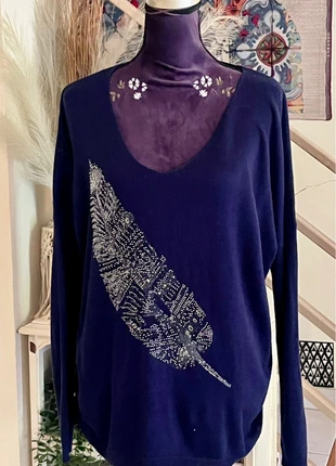 Pull col V mélange cachemire marine Purple Queen T2, brand: Purple Queen, condition: Good, size: M / 38 / 10, €10.00, €11.20 includes Buyer Protection Pro