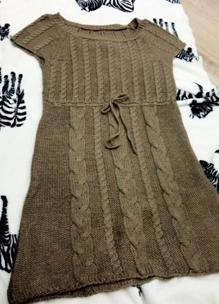 Y2k. Vestido corto invierno, tricot, caqui. S, marca: Boutique Italiana, estado: Muy bueno, tamaño: S / 36 / 8, 6,00 €, 7,00 € Protección al comprador incluida