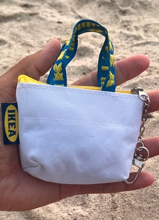 🇸🇪 IKEA Sac a main pochette trousse mini logo bleu jaune vintage et porte-clés mousqueton blanc, marca: IKEA, estado: Novo sem etiquetas, €30.00, €32.20 inclui Proteção do Comprador