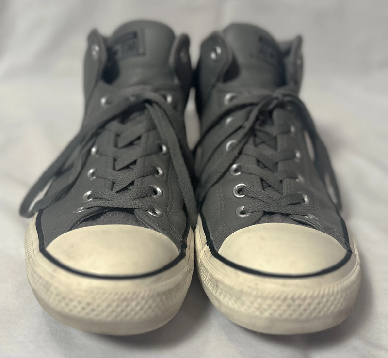 Men s Converse All Star Gray Leather Mid Tops Size US 13 UK 12.5 EU 47