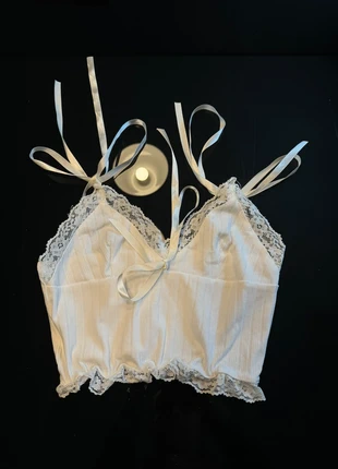 débardeur blanc à rubans style coquette, brand: COQUETTE, condition: Very good, size: S / 36 / 8, €8.00, €9.10 includes Buyer Protection