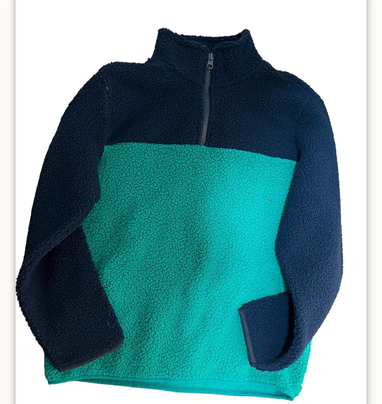Old Nave Navy And Teal Fleece Sweater Size Large (10-12) 2