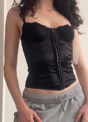 Corset noir en satin et dentelle Meshki t.XS neuf, marca: Meshki, estado: Nuevo sin etiquetas, tamaño: XS / 34 / 6, 20,00 €, 21,70 € Protección al comprador incluida