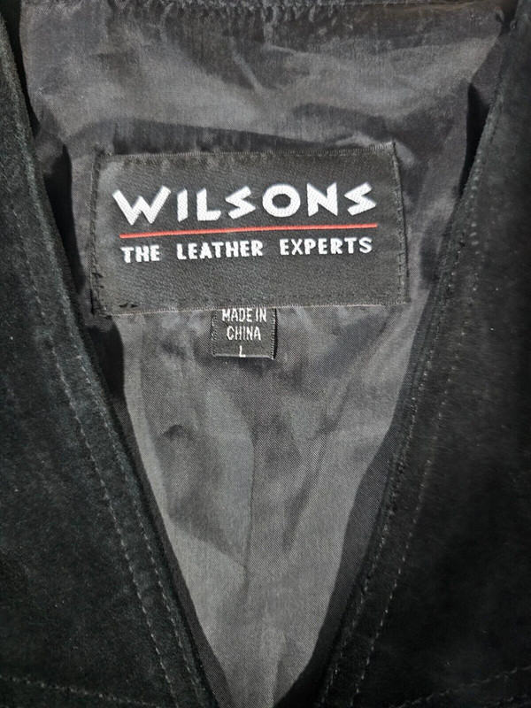 Wilsons The Leather Experts Men L Black Suede Leather Button 3