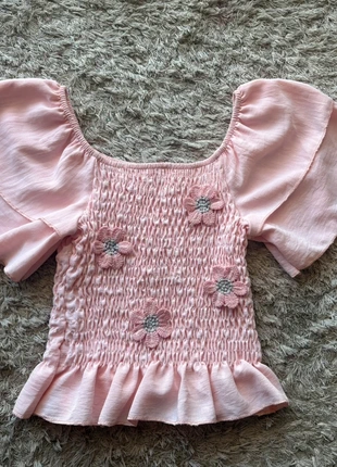 Haut rose pâle à fleurs brodées 7-8 ans, condition: Very good, size: 7 years / 122 cm, €4.00, €4.90 includes Buyer Protection