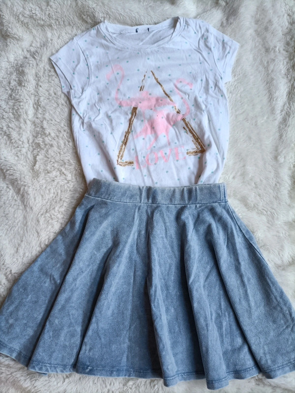 Ensemble d'été fille jupe bleu et t-shirt 2