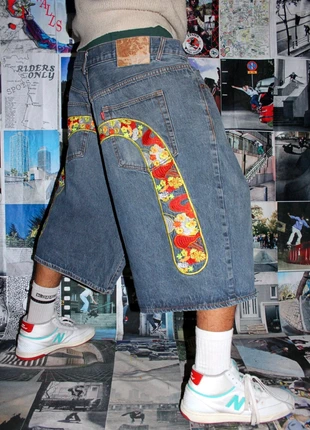 Evisu Diacock Loose Fit Vintage Baggy Fit Japanese Floral Jorts (US W42) (EU 52), marque: Evisu, état: Très bon état, taille: W42 | FR 52, 89,99 €, 95,19 € Protection acheteurs (Pro) incluse