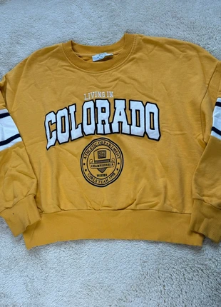 Sudadera amarillo mostaza con gráfico Colorado de Bershka, marque: Bershka, état: Très bon état, taille: S / 36 / 8, 5,50 €, 6,48 € Protection acheteurs incluse