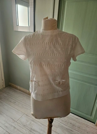 Blouse vintage fait main - Années 60 - unique et raffinée, merk: Vintage Dressing, staat: Heel goed, maat: S / 36 / 8, € 5,00, € 5,95 inclusief Kopersbescherming
