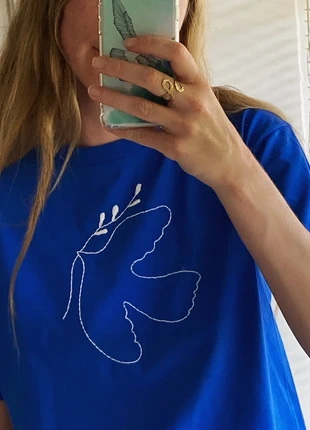 T-shirt brodé à la main colombe, marca: sans marque, estado: Muito bom, tamanho: M / 38 / 10, €25.00, €26.95 inclui Proteção do Comprador