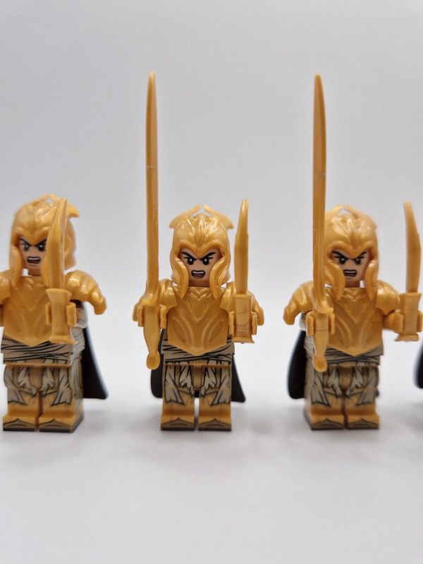 Figurines type lego 5 guerriers elfes seigneur des anneaux