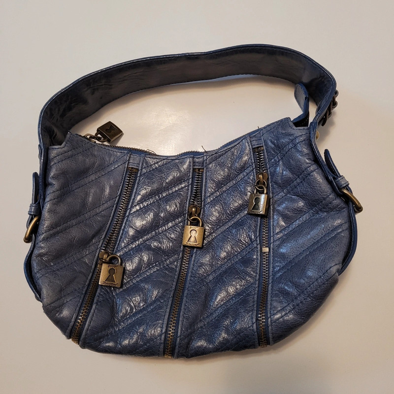 RARE Betsey johnson genuine leather blue punk purse 1