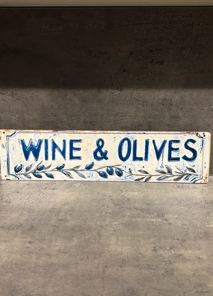 Houten vintage decoratie bord Wine & Olives, marca: HOME, estado: Novo com etiquetas, €4.50, €5.43 inclui Proteção do Comprador