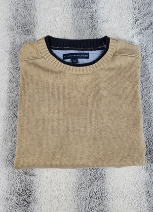 Pull col rond Tommy Hilfiger homme XL beige logo drapeau brodé, merk: Tommy Hilfiger, staat: Heel goed, maat: XL, € 34,00, € 36,40 inclusief Kopersbescherming