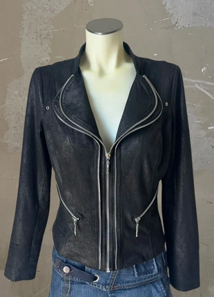 Veste noire effet suédine daim satinée à zips multiples déstructurée, marca: Avant Garde, estado: Muito bom, tamanho: M / 38 / 10, €44.00, €46.90 inclui Proteção do Comprador Pro