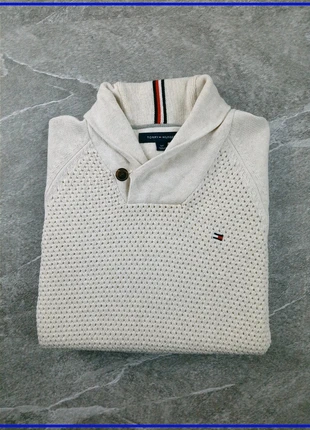 Pull col châle Tommy Hilfiger - Écru texturé - Taille S, marque: Tommy Hilfiger, état: Très bon état, taille: S, 27,00 €, 29,05 € Protection acheteurs (Pro) incluse