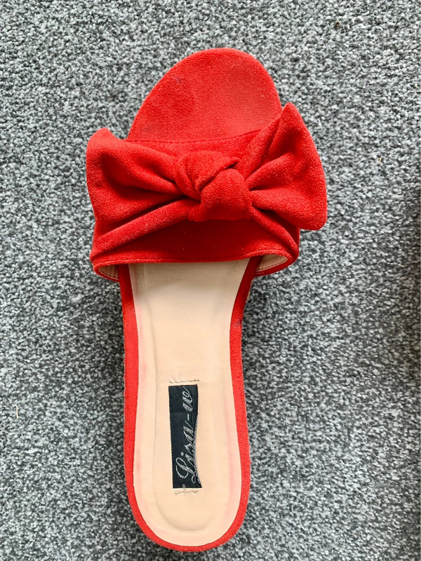Deep Red Bow Slip on Wedges Vinted
