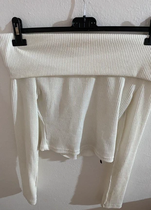 maglietta bianca a coste con spalle scoperte - shein, merk: Shein, staat: Nieuw zonder prijskaartje, maat: XS / 34 / 6, € 8,50, € 9,63 inclusief Kopersbescherming