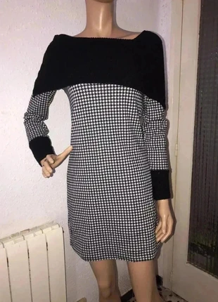 Vestido cuadros negros y blancos talla M / 38 mujer femme donna woman, condizioni: Ottime, taglia: M / IT 42 / EU 38, €20.00, €21.70 include la Protezione acquisti