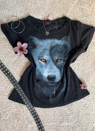 grunge goth emo wolf tee, merk: Vintage Dressing, staat: Heel goed, maat: M / 38 / 10, € 9,95, € 11,15 inclusief Kopersbescherming