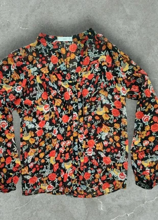 Blouse/chemise Fleurie Mango (MNG) rouge orange jaune Manches Ballons Taille S, marke: Mango, zustand: Sehr gut, größe: S / 36 / 8, 8,00 €, 9,10 € inklusive Vinted-Käuferschutz