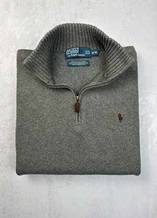 Pull camionneur half zips 1/4 zips Ralph Lauren - Taille M/L - Gris logo brodé marron, marca: Ralph Lauren, estado: Muy bueno, tamaño: M, 42,00 €, 44,80 € Protección al comprador incluida