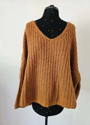 Pull oversize femme col V camel – Made in Italy, maille douce et tendance, marque: Made In Italy, état: Très bon état, taille: Taille unique, 23,00 €, 24,85 € Protection acheteurs incluse