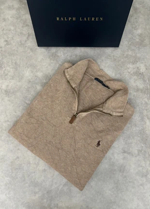 half Zip Ralph Lauren beige foncé logo marron homme taille L old money, brand: Ralph Lauren, condition: Very good, size: L, €60.00, €63.70 includes Buyer Protection