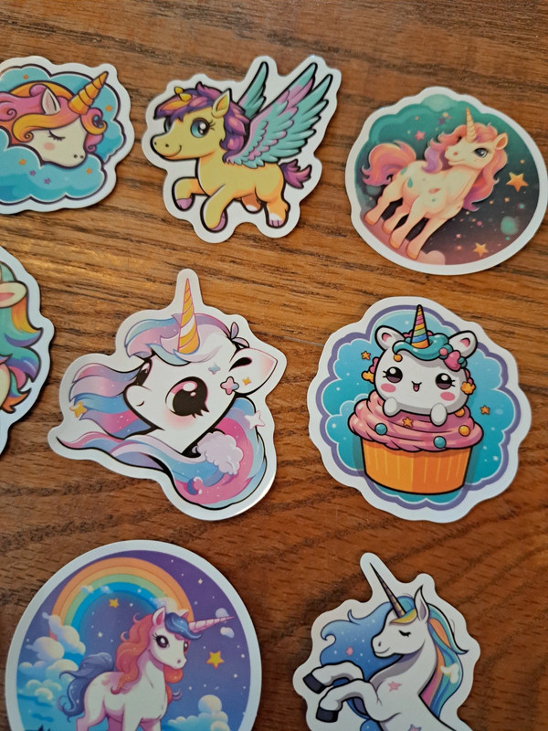 set of colorful unicorn stickers 2