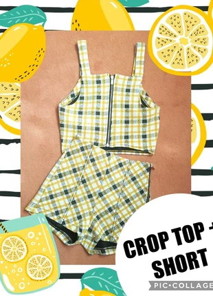 Ensemble crop top short carreaux, marca: Bershka, estado: Muy bueno, tamaño: XS / 34 / 6, 12,00 €, 13,30 € Protección al comprador incluida