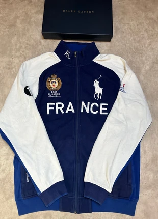 Veste / Pull à zip sans capuche Ralph Lauren Racing France Gros logo bleu et blanc vintage Taille L, brand: Ralph Lauren, condition: Very good, size: L, €89.00, €94.15 includes Buyer Protection Pro