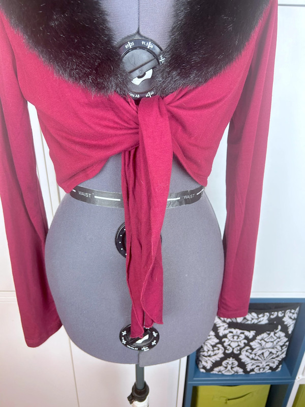 Faux Fur Collar Cropped Tie Bolero Cardigan 4