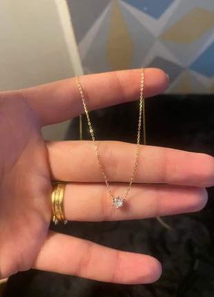 Collier fin en argent 925 plaqué or 14k avec un joli zircon brillant, marca: Argent, estado: Nuevo con etiquetas, 19,00 €, 20,65 € Protección al comprador incluida