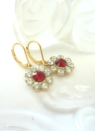 dormeuse acier or , plaqué or 24 kc, fleur de strass, vintage, bijoux fille, cadeau, marca: Strass, estado: Novo com etiquetas, €12.00, €13.30 inclui Proteção do Comprador