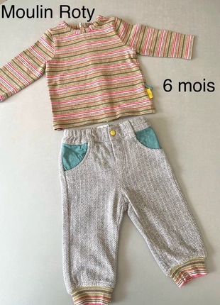 🩵 ensemble garçon tee shirt pantalon Moulin Roty 6 mois, marque: Moulin Roty, état: Bon état, taille: 3-6 mois / 62 cm, 5,00 €, 5,95 € Protection acheteurs incluse