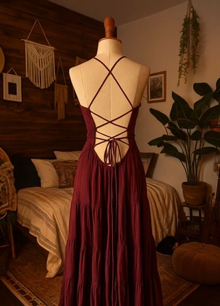 Sublime robe dos nu bohème bordeaux croisée, fluide & élégante, marca: Vintage Dressing, estado: Muito bom, tamanho: M / 38 / 10, €35.00, €37.45 inclui Proteção do Comprador