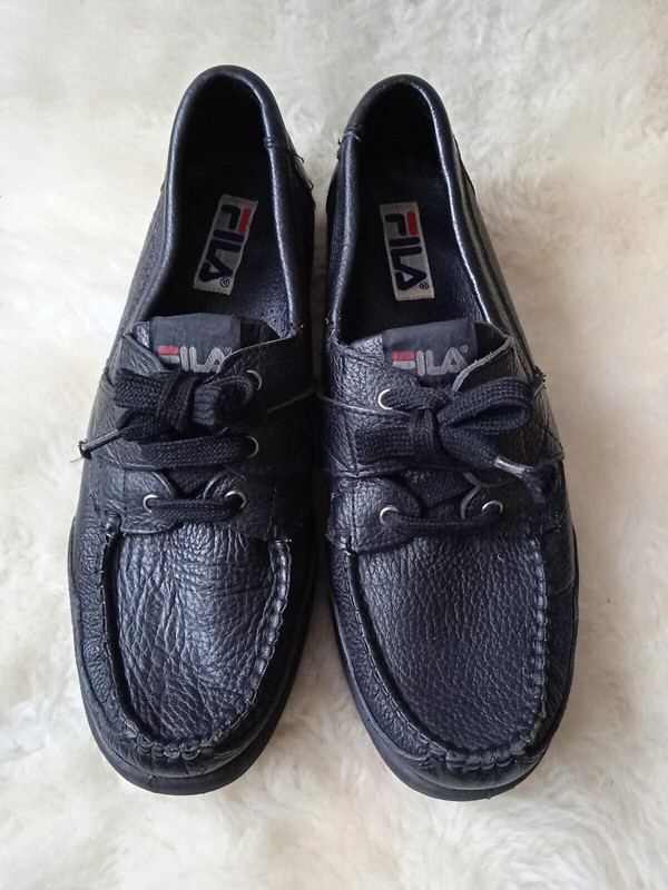 Parelachtig Encyclopedie partitie Vintage Fila Men's Smart Casual Black All Leather Lace Up Boat Shoes Size  10.5 - Vinted