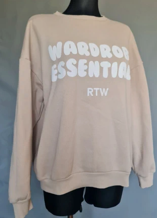 BooHoo Oversize Jumper – Beige with White Print – Size S, marca: Boohoo, estado: Muy bueno, tamaño: S / 36 / 8, 2,50 €, 3,33 € Protección al comprador incluida