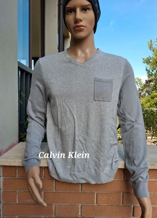 Pullover scollo a V Calvin Klein uomo grigio, marca: Calvin Klein, estado: Muito bom, tamanho: M, €9.00, €10.15 inclui Proteção do Comprador