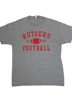 Vintage 90s grey red Rutgers Football USA college team t-shirt size medium, brand: Champs, condition: Good, size: M, £25.00, £26.95 includes Buyer Protection