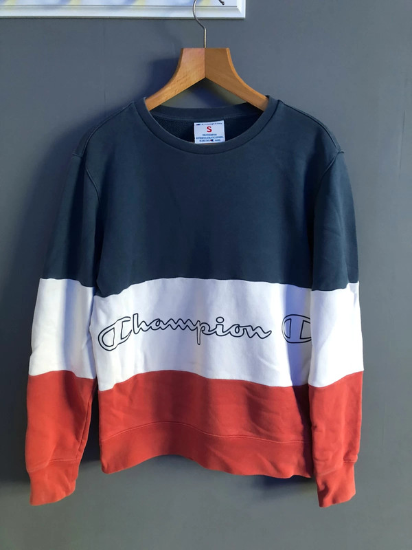 Champion blue red and 2025 white sweatshirt