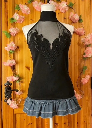 Mesh Flame Halter Top | Gothic Glam | Y2K Statement Piece | 679., brand: Lolita, condition: Very good, size: M / 38 / 10, €55.00, €58.45 includes Buyer Protection